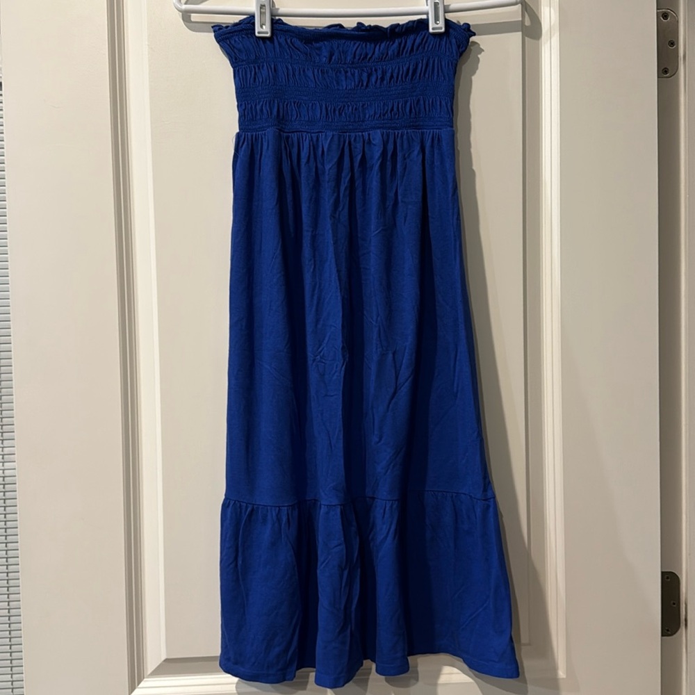 Strapless Express Midi Dress (Blue)